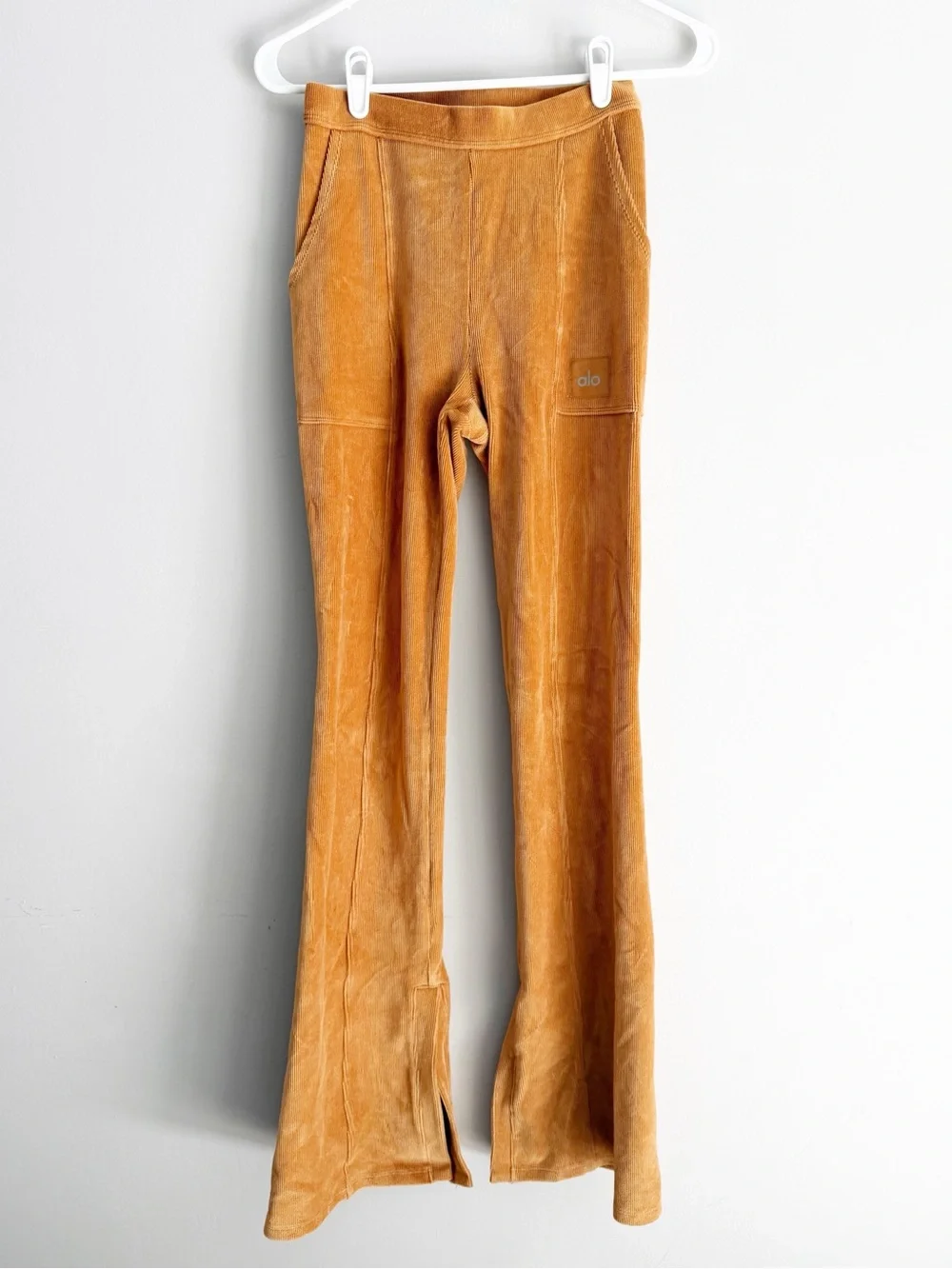 ALO yoga micro corduroy two piece winter break set mock neck flare pants